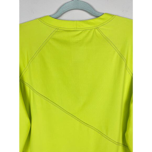 Title Nine Sunbuster Long Sleeve Pullover Neon Green Large Rash Guard Sun Shirt - Picture 8 of 11